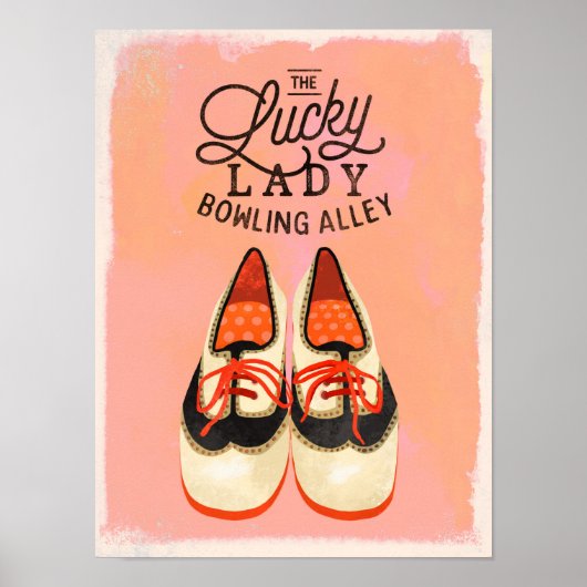 "The Lucky Lady Bowling Alley" Coole Retro Art Poster (Vorne)