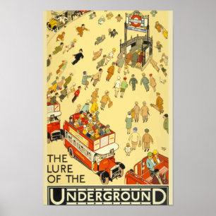 The Lure of the Untergrund London Vintage Travel Poster