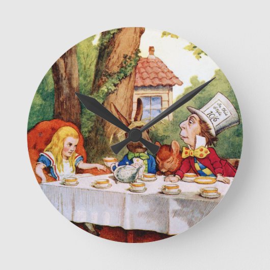 The Mad Hatter’s Tea Party in Wonderland Runde Wanduhr (Vorderseite)