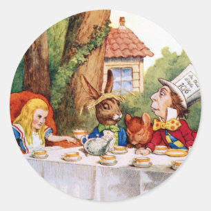 The Mad Hatter’s Tea Party in Wonderland Runder Aufkleber
