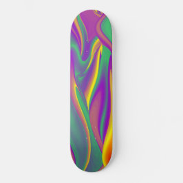 The Magic of Colors , Abstract 3D Rainbowart Skateboard