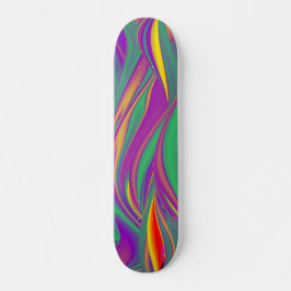 The Magic of Colors , Abstract 3D Rainbowart Skateboard