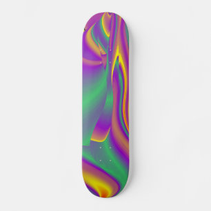 The Magic of Colors , Abstract 3D Rainbowart Skateboard