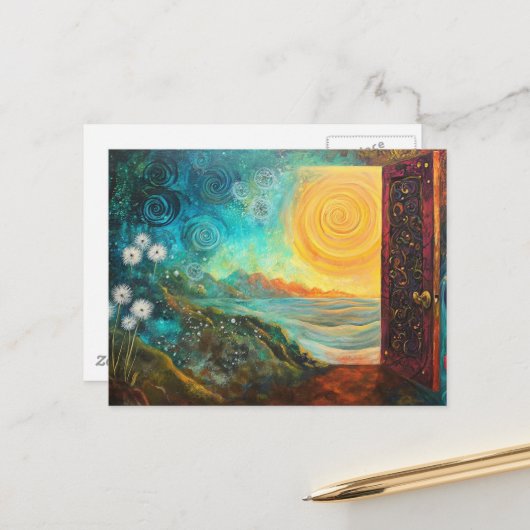 The magical garden portal doorway postkarte (Vorderseite/Rückseite Beispiel)