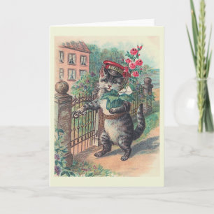 "The Mailman" Vintage Cat Greeting Card Karte