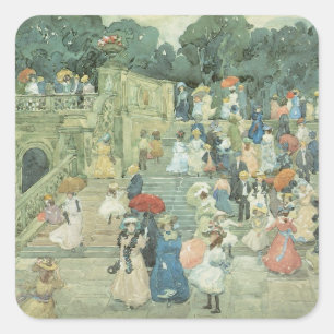 The Mall, Central Park von Maurice Prendergast Quadratischer Aufkleber