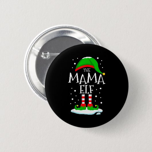 The Mama Elf Christmas Family Matching Xmas Mom Gr Button (Vorne & Hinten)