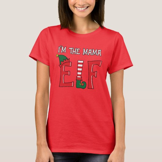 The Mama Elf Family Matching Christmas Pajamas T-Shirt (Vorderseite)