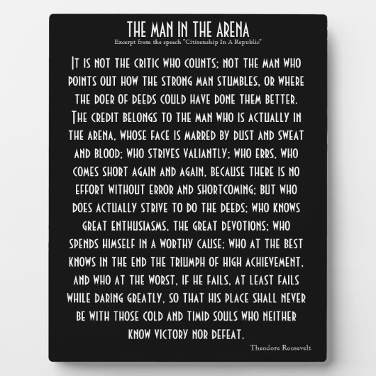 'The Man In The Arena' Plaque Fotoplatte (Vorderseite)