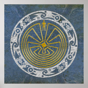 The Man in the Maze - Ornament gold silver Poster