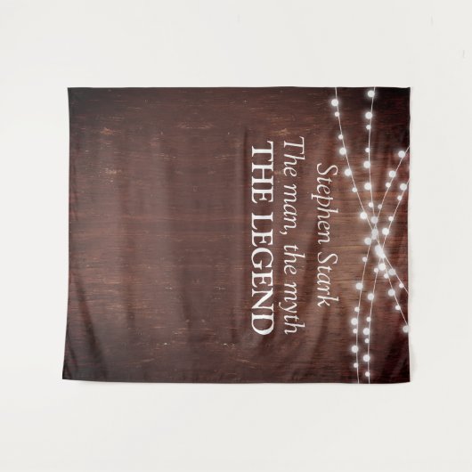 The Man Myth Legend Birthday Holzstring Lights Wandteppich (Vorderseite (Horizontal))