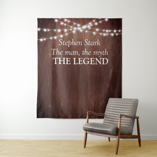 The Man Myth Legend Birthday Holzstring Lights Wandteppich (Beispiel)