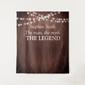 The Man Myth Legend Birthday Holzstring Lights Wandteppich (Vorderseite)