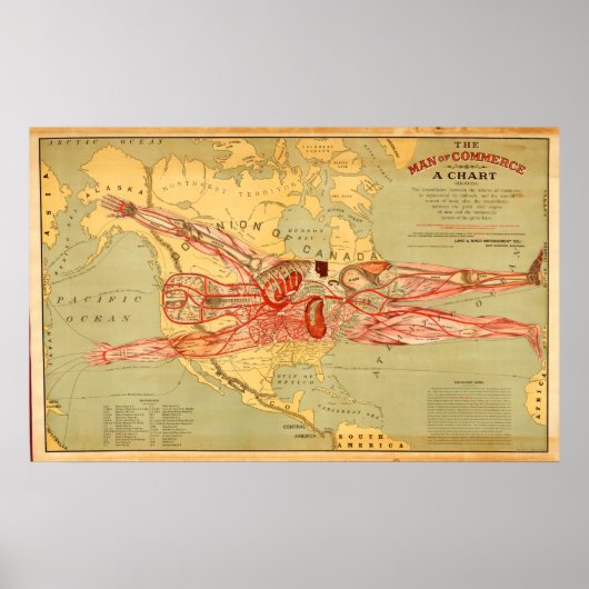 The Man of Commerce Map of United Staaten (1889) Poster (Vorne)