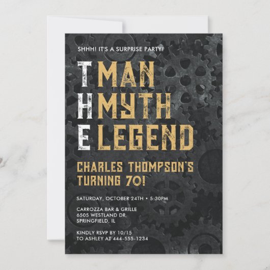 The Man The Myth The Legend Surprise 70th Birthday Einladung (Vorderseite)