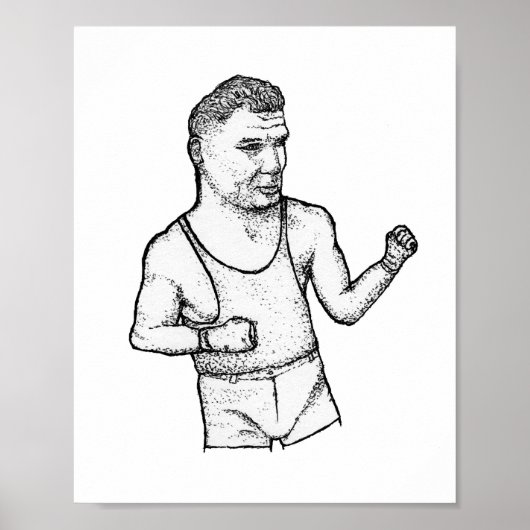The Manassa Mauler: Hand-Drawn Jack Dempsey Print Poster (Vorne)