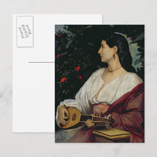 The Mandolin Player, 1865 Postkarte (Vorne/Hinten)