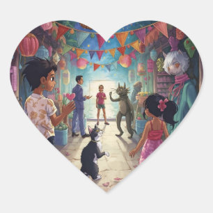 The Market Between Worlds Herz-Aufkleber