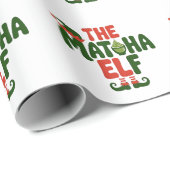 The Matcha Elf Funny Christmas Matcha Drink Geschenkpapier (Rolleneckpunkt)