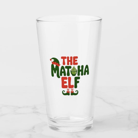 The Matcha Elf Funny Christmas Matcha Drink Glas (Vorderseite)