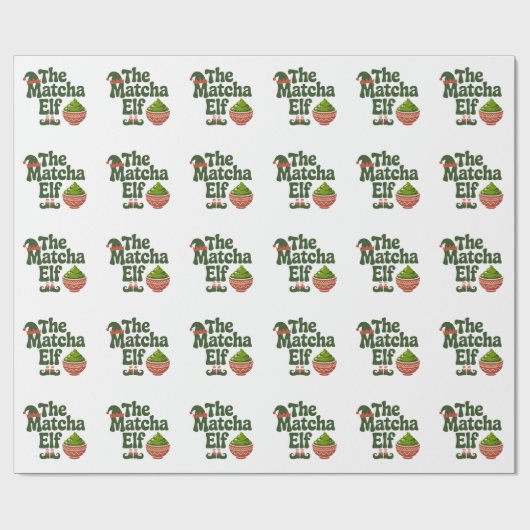 The Matcha Elf Funny Christmas Matcha Drink Liebha Geschenkpapier (Flach)