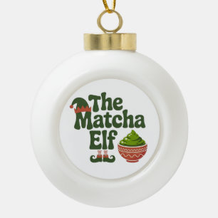 The Matcha Elf Funny Christmas Matcha Drink Liebha Keramik Kugel-Ornament