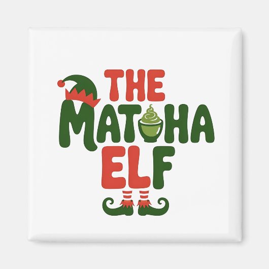 The Matcha Elf Funny Christmas Matcha Drink Magnet (Vorne)