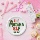 The Matcha Elf Funny Christmas Matcha Drink Pappteller (Party)