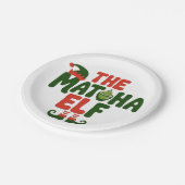 The Matcha Elf Funny Christmas Matcha Drink Pappteller (Schrägansicht)