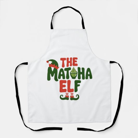 The Matcha Elf Funny Christmas Matcha Drink Schürze (Vorderseite)