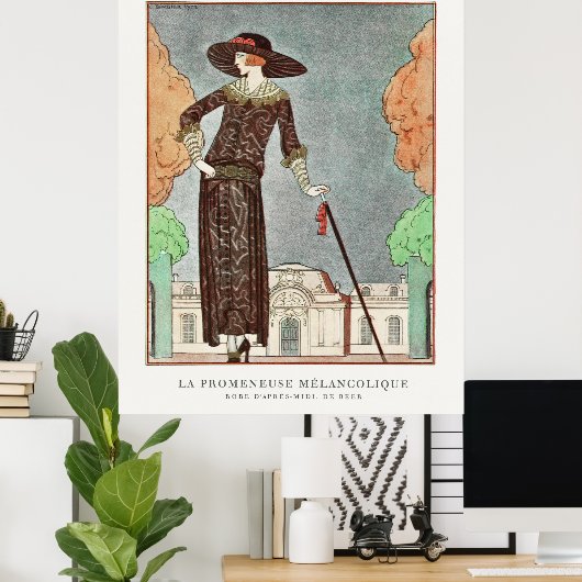 The Melancholy Walker von George Barbier Poster (Heimbüro)