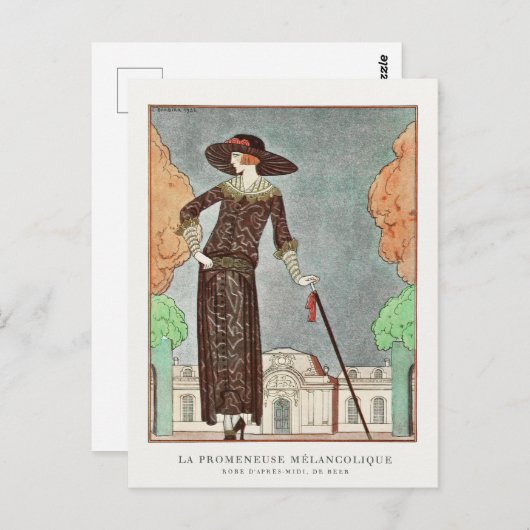 The Melancholy Walker von George Barbier Postkarte (Vorne/Hinten)