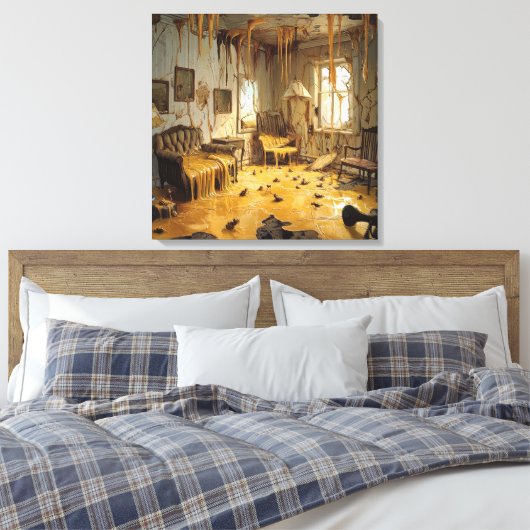 The Melting Room — Gothic Surreal Canvas Art Leinwanddruck (Insitu (Schlafzimmer))