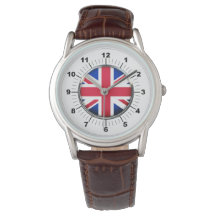 The Men's UK Flag Classic Brown Leather Strap Watc