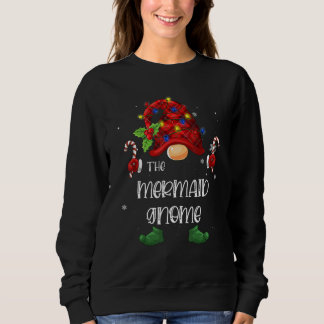 The Mermaid Gnome Buffalo Plaid Christmas Tree Lig Sweatshirt