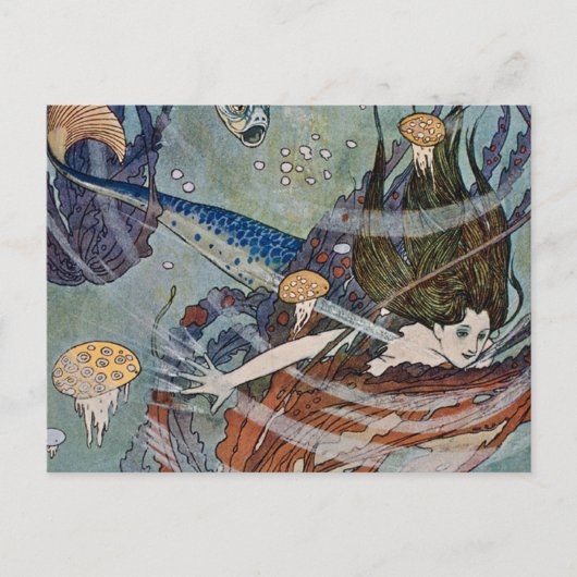 "The Mermaid Princess" von Edmund Dulac Postkarte (Vorderseite)