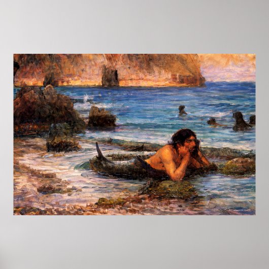 The Merman by John William Waterhouse Poster (Vorne)