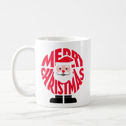 The "MERRY CHRISTMAS" Santa Word Art Mug Kaffeetasse (Links)