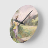 The Milkmaid, 1860 Runde Wanduhr (Winkel)