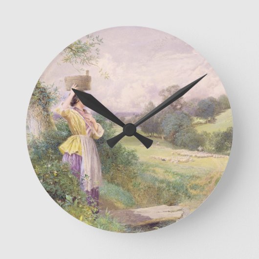 The Milkmaid, 1860 Runde Wanduhr (Vorderseite)