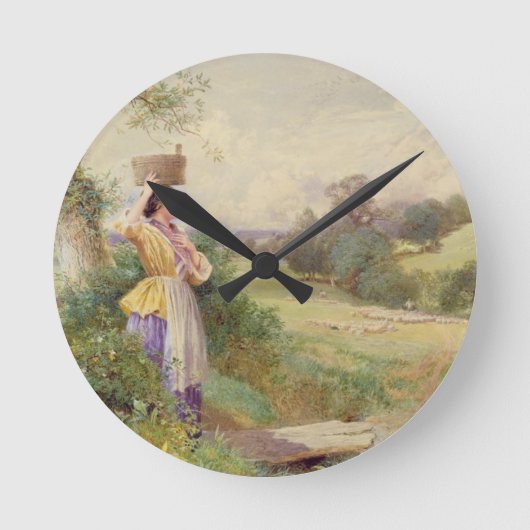 The Milkmaid, 1860 Runde Wanduhr (Vorderseite)