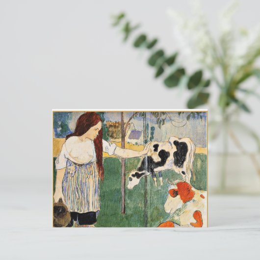 The Milkmaid, beliebtes Gemälde von Paul Gauguin Postkarte (Stehend Vorderseite)