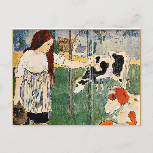 The Milkmaid, beliebtes Gemälde von Paul Gauguin Postkarte (Vorderseite)