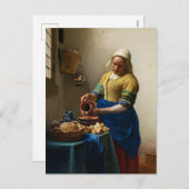 The Milkmaid by Johannes Vermeer Feiertagspostkarte (Vorne/Hinten)
