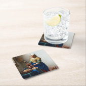 The Milkmaid, Johannes Vermeer, 1657-1658 Rechteckiger Pappuntersetzer (Vor Ort)