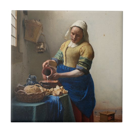 The Milkmaid von Johannes Vermeer, c. 1660  Fliese (Vorderseite)