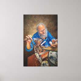 The Mill of Time: Symbolic Oil Painting of Old Man Leinwanddruck