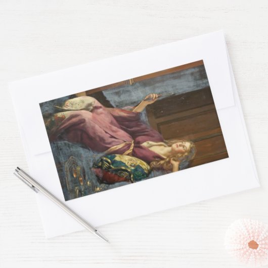 The Minx (by John Collier) Rechteckiger Aufkleber (Umschlag)