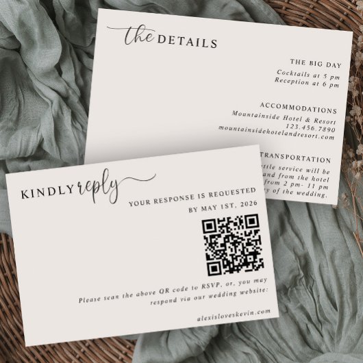 The Modern Neutral RSVP and Details Card Einladung