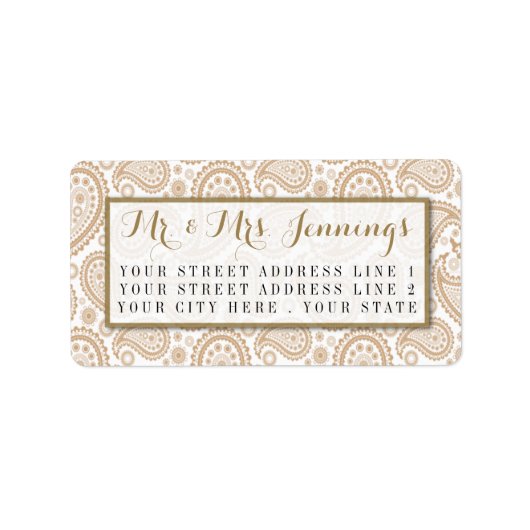 The Modern Paisley Wedding Collection - Brown Adressaufkleber (Vorne)
